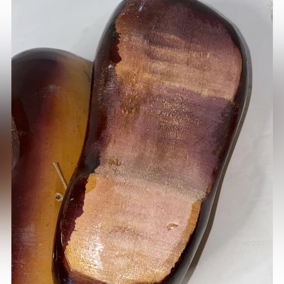 VTG Holland Dutch Hand Carved Wooden Wood Clogs Shoes Country Windmill Pictures - Picture 7 of 7